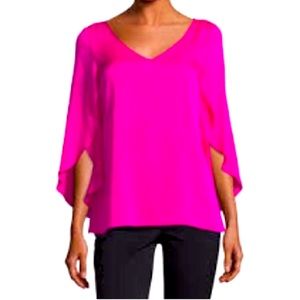 Milly fuschia butterfly sleeve blouse sz 4 EUC